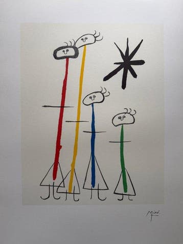 Joan Miro (1893-1983) - Soleil Noir, Antiek en Kunst