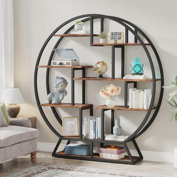 Industriële Ronde Boekenkast met Verspringende Planken - 160, Verzenden, Nieuw