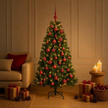 vidaXL Kunstkerstboom met kerstballen 120 cm 150 LEDs, Verzenden, Nieuw