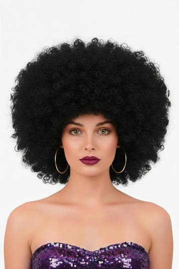KIMU® Pruik Afro Zwart Disco met Gratis 2x Haarnetje Afrokap, Kleding | Heren, Ophalen of Verzenden, Nieuw, Overige maten, Carnaval