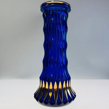 Vaas - Vintage Walther Glas - Brutalistische Kobaltblauwe