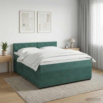 vidaXL Boxspringbed met matras Donkergroen 140 x 200 cm, Verzenden, Stof, Groen, Nieuw