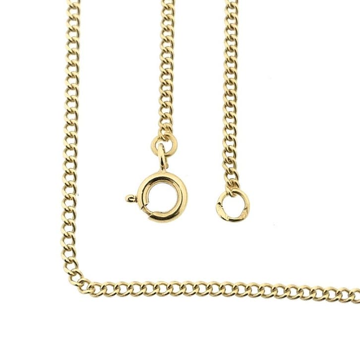 Gouden dunne gourmet schakelketting, Sieraden, Tassen en Uiterlijk, Kettingen, Goud, Gebruikt, Goud, Ophalen of Verzenden