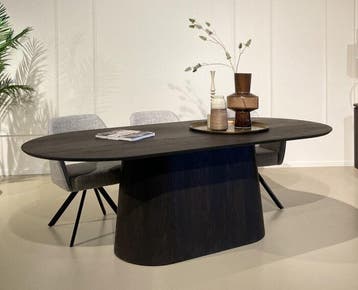 Eettafel Novero ovaal eiken 200x110 cm - Espresso bruin, Ophalen of Verzenden, Nieuw