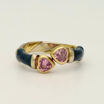 Ring - 18 karaat Geel goud, Witgoud - 0.36ct. tw. Amethist -, Nieuw