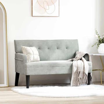vidaXL Chesterfield Bank Lichtgrijs 112 x 65,5 x 75 cm, Verzenden, Nieuw, Stof, Minder dan 150 cm