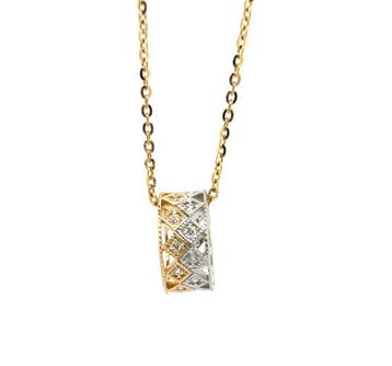 Ketting met hanger - 14 karaat Geel goud - 0.25ct. tw.