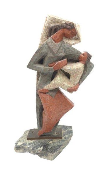 Joop Puntman - sculptuur, Amour dune mère - 41 cm -