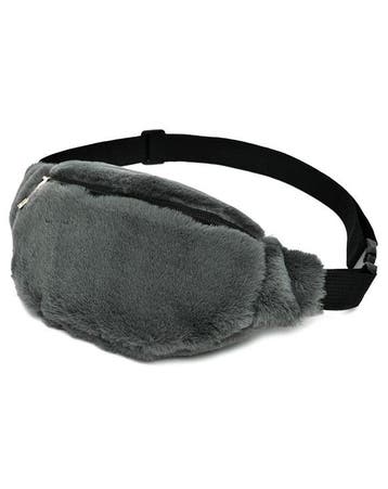 KIMU® Heuptasje Grijs Nepbont Zachte Heuptas Teddy Fanny Pac, Sieraden, Tassen en Uiterlijk, Tassen | Damestassen, Ophalen of Verzenden