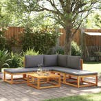 vidaXL 6-delige tuinbankset met kussens acaciahout & touw, Verzenden, Nieuw, Hardhout