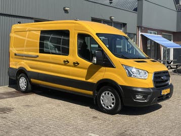 Ford Transit 350 2.0 TDCI L3H2 DC RWD, Stof, Gebruikt, Euro 6, Geel