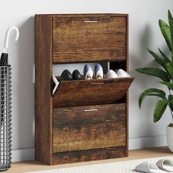 vidaXL Schoenenkast 63x24x103 cm bewerkt hout gerookt, Verzenden, Nieuw