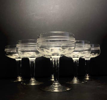 Baccarat - Champagneglas - Oude guilloché-decoratie