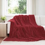 vidaXL Gooi Deken Bordeaux Rood 240 x 220 cm Fleece, Verzenden, Nieuw, Rood