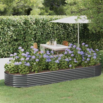 vidaXL Plantenbak 322x100x36 cm gegalvaniseerd staal, 100 cm of meer, Verzenden, Nieuw, Metaal