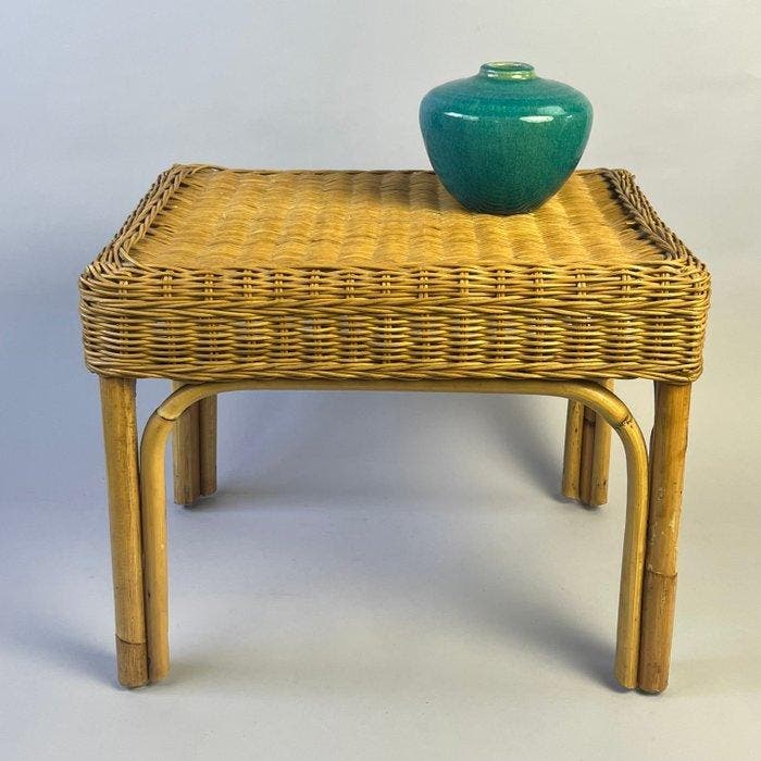Bijzettafel - Vintage - Boho Bamboo & Wicker side table -, Antiek en Kunst, Kunst | Designobjecten