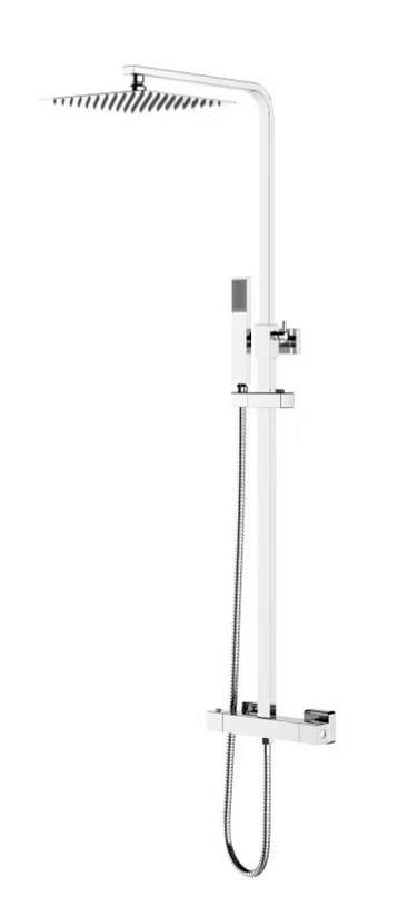 Regendoucheset Quadro vierkant 22 cm douchekop chroom, Ophalen of Verzenden, Nieuw, Chroom, Bad
