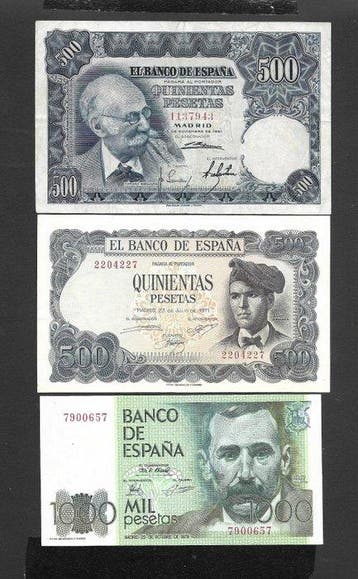 Spanje. - 3 Banknotes - various dates - Sin Serie (Zonder, Postzegels en Munten