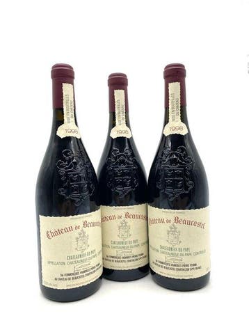 1998 Chateau de Beaucastel - Châteauneuf-du-Pape - 3 Flessen, Nieuw