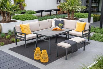 GI Corsica lounge-dining set (4-delig) - Carbon black/Zand, Verzenden, Nieuw, Overige materialen, Loungeset