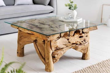 Maritieme salontafel RIVERSIDE 80cm Natuurlijk Teak Massief, Huis en Inrichting, Tafels | Salontafels, Ophalen of Verzenden, Nieuw