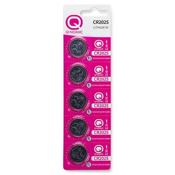 Knoopcel batterij CR2025 | Q-Nomic | 5 stuks (Lithium, 3V), Verzenden, Nieuw