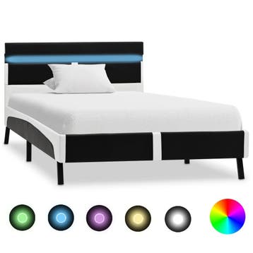 vidaXL Bedframe met LED kunstleer zwart 90x200 cm, Overige materialen, 90 cm, Eenpersoons, Verzenden
