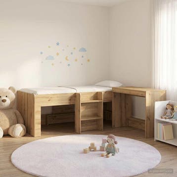 vidaXL Bedframe met Bureau 2 st Artisanaal eiken Bewerkt, Verzenden, Nieuw, Bruin, Hout