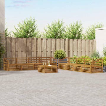vidaXL Buiten bankenset 9 st Naturel Massief Acaciahout, Verzenden, Nieuw