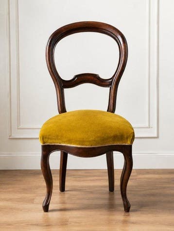 Stoel - Walnoot - Velours Louis XV