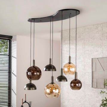 *WOONWINKEL* Hanglamp 4+3-lichts Bruin, Verzenden, Nieuw