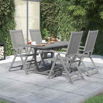 vidaXL 5-delige Eethoek massief acaciahout, Tuin en Terras, Tuinsets en Loungesets, Verzenden, Nieuw, Hardhout, 4 zitplaatsen