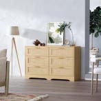 Ladekast Hout met 6 Rattan Lades en Gouden Handgrepen 120 cm, Huis en Inrichting, Verzenden, Nieuw