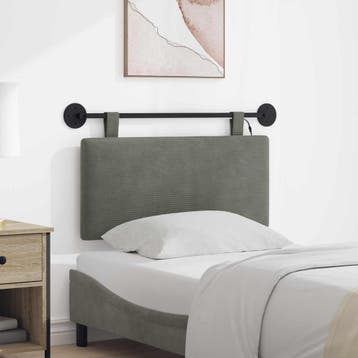 vidaXL Hangend hoofdbord Met LED-verlichting Lichtgrijs, Verzenden, Nieuw