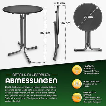 Statafel - Bartafel - Partytafel - 70 cm - Antraciet - Tillv, Verzenden, Zo goed als nieuw