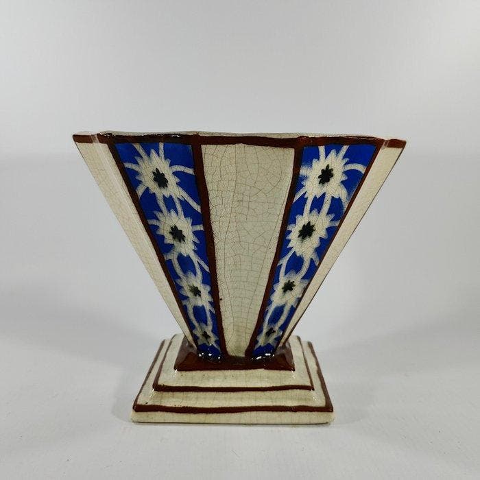 AMC - Vaas - August Mougin & Co -AMC - art deco vaas met, Antiek en Kunst, Antiek | Glas en Kristal