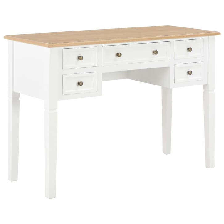 vidaXL Schrijftafel 109,5x45x77,5 cm hout wit, Huis en Inrichting, Bureaus, Nieuw, Verzenden