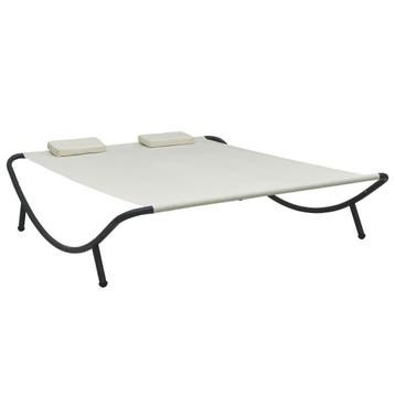 Loungebed Creme - 200x173cm | Retourdeal 58% Korting, Ophalen of Verzenden, Nieuw, Metaal
