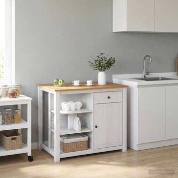 vidaXL Keuken Eiland Set 2 st PANAMA Wit en Honing Was, Huis en Inrichting, Keuken | Keukenelementen, Verzenden, Nieuw, Wit