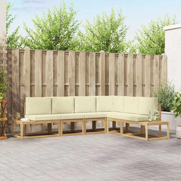 vidaXL Buiten bankenset 4 Stuk Wit en crèmekleurig Polyester, Verzenden, Nieuw, 6 zitplaatsen