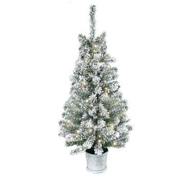 Mini Kerstboom Ø40x90 Cm, Kunstsneeuw, 60 LEDs, Brandvertra, Verzenden, Nieuw