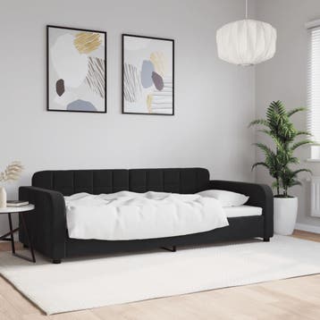 vidaXL Slaapbank 90x190 cm fluweel zwart, 90 cm, Eenpersoons, Verzenden, Zwart