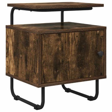 vidaXL Nachtkastje Gerookt eiken 40 x 36,5 x 50 cm Bewerkt, Minder dan 45 cm, Verzenden, Nieuw, Minder dan 55 cm