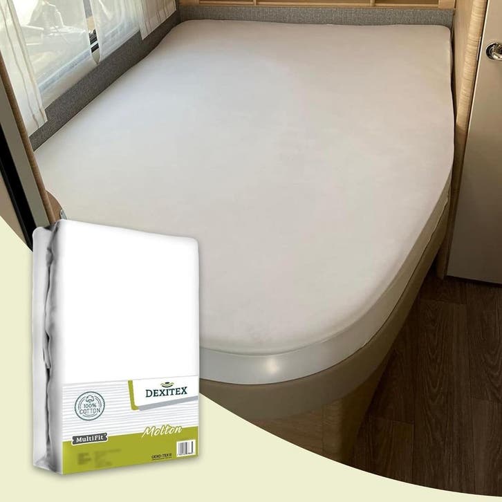 Molton matrasbeschermer Frans bed - rechts, Huis en Inrichting, Slaapkamer | Beddengoed, Hoeslaken of Sloop, Wit, Nieuw, Verzenden