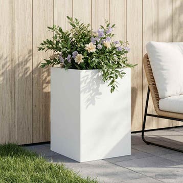 vidaXL Plantenbak Wit 40 x 40 x 60 cm Koudgewalst staal, Tuin en Terras, Verzenden, Minder dan 60 cm, Nieuw, Metaal