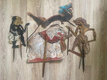 Marionet (4) - Wayang Kulit Java - Hout, Leder, Been -