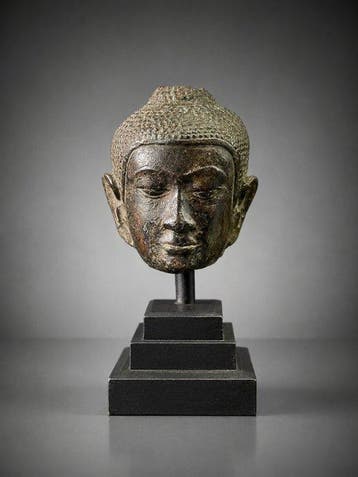 Aziatisch - Thailand - Brons Hoofd van de Boeddha Uthong B -