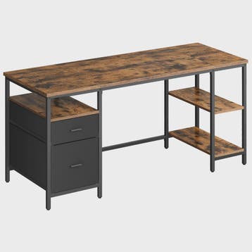 VASAGLE Bureau met 3 Planken en 2 Lades - 160x60x76 cm - Ind, Verzenden, Nieuw