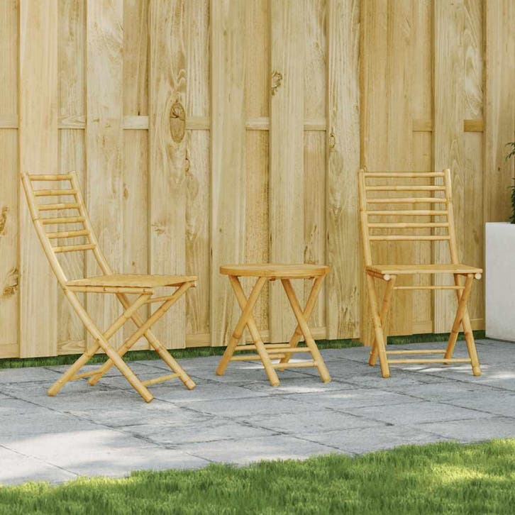 vidaXL 3-delige Bistroset bamboe, Tuin en Terras, Tuinsets en Loungesets, Nieuw, Hout, Verzenden