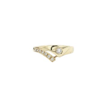 Gouden ring met diamant 14 karaat, Verzenden, Zo goed als nieuw, Goud